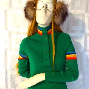 Demetre 70s wool ski rainbow sweater Gucci inspo